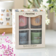 Load image into Gallery viewer, Set of 4 Floral Bug Mandarin & Bergamot Candles