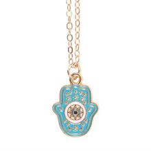 Load image into Gallery viewer, Hand of Hamsa Necklace on Greeting Card