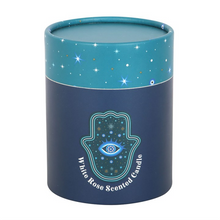 Load image into Gallery viewer, Hand of Hamsa White Rose Candle with Crystals