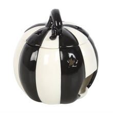 Load image into Gallery viewer, Black and White Striped Pumpkin Oil Burner