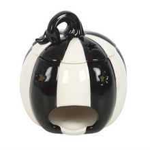 Load image into Gallery viewer, Black and White Striped Pumpkin Oil Burner