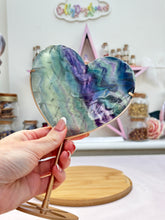 Load image into Gallery viewer, Fluorite Heart on stand - removable