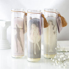Load image into Gallery viewer, Athena Goddess Tube Candle with Clear Quartz Crystals