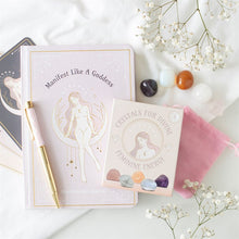 Load image into Gallery viewer, Goddess Energy A5 Manifestation Journal and Rose Quartz Crystal Pen