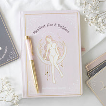 Load image into Gallery viewer, Goddess Energy A5 Manifestation Journal and Rose Quartz Crystal Pen