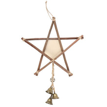 Load image into Gallery viewer, Green Witch Hanging Willow Pentagram with Bells