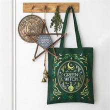 Load image into Gallery viewer, Green Witch Hanging Willow Pentagram with Bells
