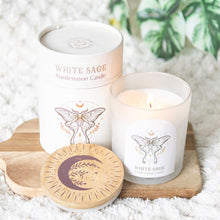 Load image into Gallery viewer, Luna Moth Manifestation Candle with Clear Quartz Crystals