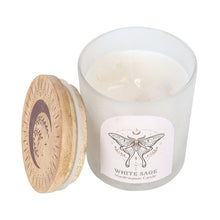 Load image into Gallery viewer, Luna Moth Manifestation Candle with Clear Quartz Crystals