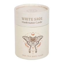 Load image into Gallery viewer, Luna Moth Manifestation Candle with Clear Quartz Crystals