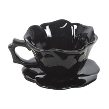 Load image into Gallery viewer, Black Rose Teacup and Saucer