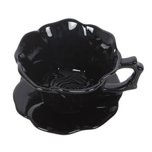 Load image into Gallery viewer, Black Rose Teacup and Saucer