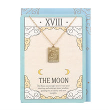 Load image into Gallery viewer, The Moon Vintage Tarot Necklace on Greeting Card