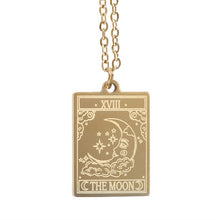 Load image into Gallery viewer, The Moon Vintage Tarot Necklace on Greeting Card