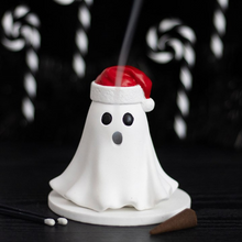 Load image into Gallery viewer, Ghost with Santa Hat Incense Cone Holder