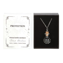 Load image into Gallery viewer, Protection Black Obsidian Crystal Chip Potion Bottle Necklace