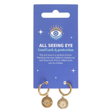Load image into Gallery viewer, Gold Toned All Seeing Eye Earrings