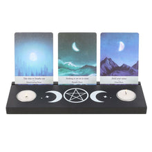 Load image into Gallery viewer, Black Triple Moon Tarot Card Stand Tealight Holder