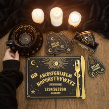 Load image into Gallery viewer, Black Talking Board Placemat and Coaster Set