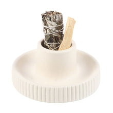 Load image into Gallery viewer, Cream Ribbed Smudge Bowl