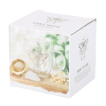 Load image into Gallery viewer, Luna Moth Double Walled Glass Mug with Crystal Tea Infuser