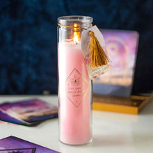 Load image into Gallery viewer, Mystic Rose Tube Candle with Rose Quartz Crystals