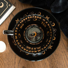 Load image into Gallery viewer, Black Talking Board Teacup and Saucer