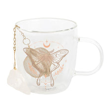 Load image into Gallery viewer, Luna Moth Double Walled Glass Mug with Crystal Tea Infuser