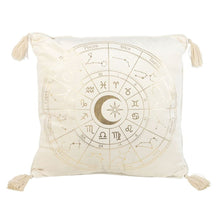 Load image into Gallery viewer, 35cm Square Off White Astrology Wheel Cushion