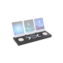 Load image into Gallery viewer, Black Triple Moon Tarot Card Stand Tealight Holder