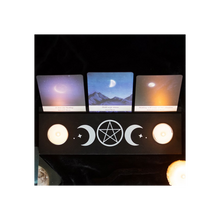 Load image into Gallery viewer, Black Triple Moon Tarot Card Stand Tealight Holder