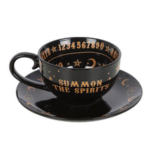 Load image into Gallery viewer, Black Talking Board Teacup and Saucer