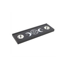 Load image into Gallery viewer, Black Triple Moon Tarot Card Stand Tealight Holder