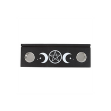 Load image into Gallery viewer, Black Triple Moon Tarot Card Stand Tealight Holder
