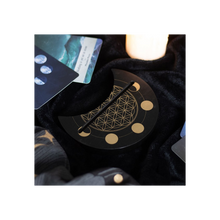 Load image into Gallery viewer, Black Flower of Life Crescent Moon Tarot Card Stand