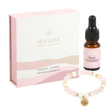Load image into Gallery viewer, Self Love Rose Quartz Crystal Essential Oil Bracelet