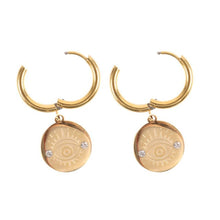 Load image into Gallery viewer, Gold Toned All Seeing Eye Earrings