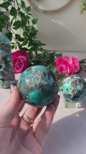 Load and play video in Gallery viewer, Amazonite Sphere, with Mica and Smokey Quartz inclusions 
