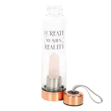 Load image into Gallery viewer, Rose Quartz Create My Own Reality Glass Water Bottle