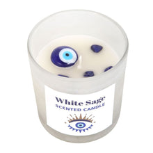 Load image into Gallery viewer, All Seeing Eye White Sage Crystal Chip Protection Candle