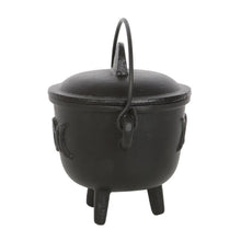 Load image into Gallery viewer, 11cm Cast Iron Cauldron with Triple Moon
