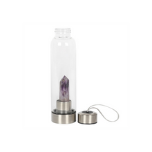 Load image into Gallery viewer, Amethyst Calming Glass Water Bottle