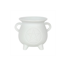 Load image into Gallery viewer, White Pentagram Cauldron Oil Burner
