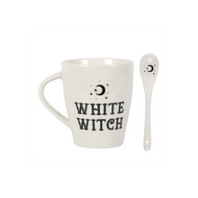 Load image into Gallery viewer, White Witch Mug and Spoon Set