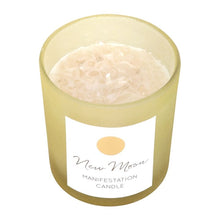 Load image into Gallery viewer, New Moon Wild Orange Manifestation Candle with Clear Quartz