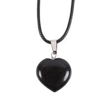 Load image into Gallery viewer, Black Obsidian Healing Crystal Heart Necklace
