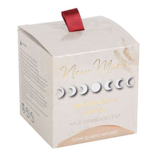 Load image into Gallery viewer, New Moon Wild Orange Manifestation Candle with Clear Quartz