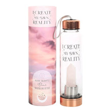Load image into Gallery viewer, Rose Quartz Create My Own Reality Glass Water Bottle