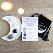 Load image into Gallery viewer, Love Healing Crystal Set with Moon Trinket Dish