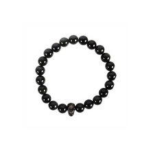 Load image into Gallery viewer, Black Obsidian Skull Bracelet